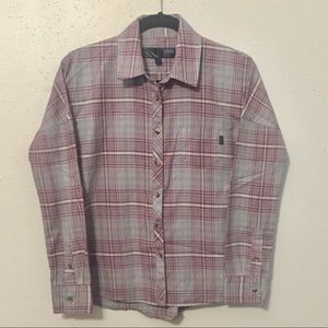 Vans Gray and Burgandy Plaid Button Down Shirt